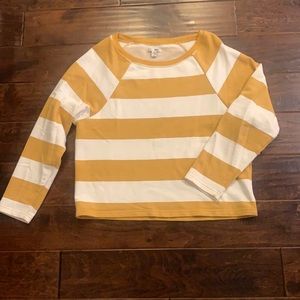 Amuse society white/mustard yellow striped sweatshirt